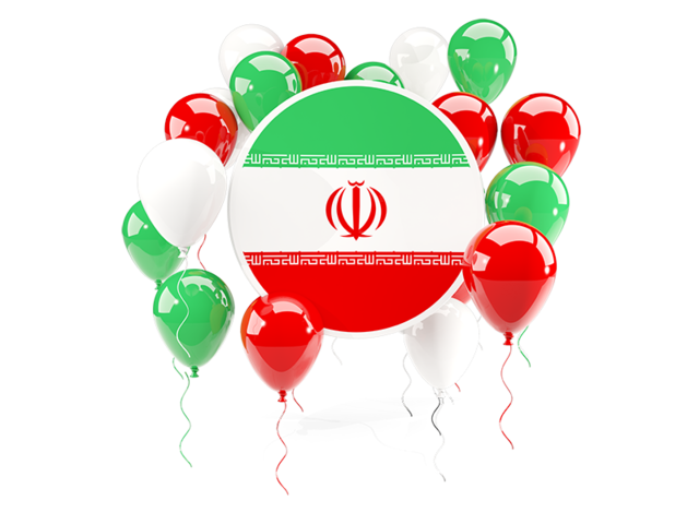 Round flag with balloons. Download flag icon of Iran at PNG format