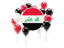 Iraq. Round flag with balloons. Download icon.