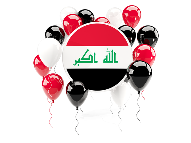 Round flag with balloons. Download flag icon of Iraq at PNG format