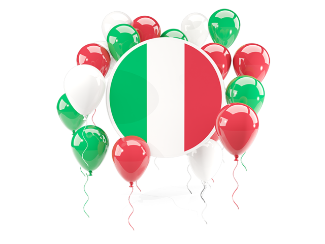Round flag with balloons. Download flag icon of Italy at PNG format