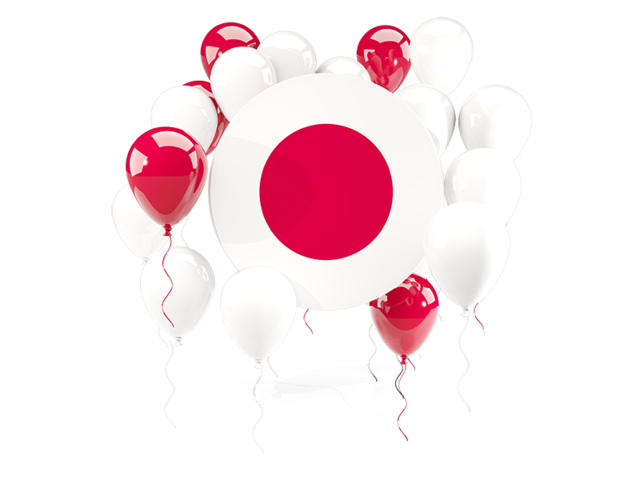 Round flag with balloons. Download flag icon of Japan at PNG format