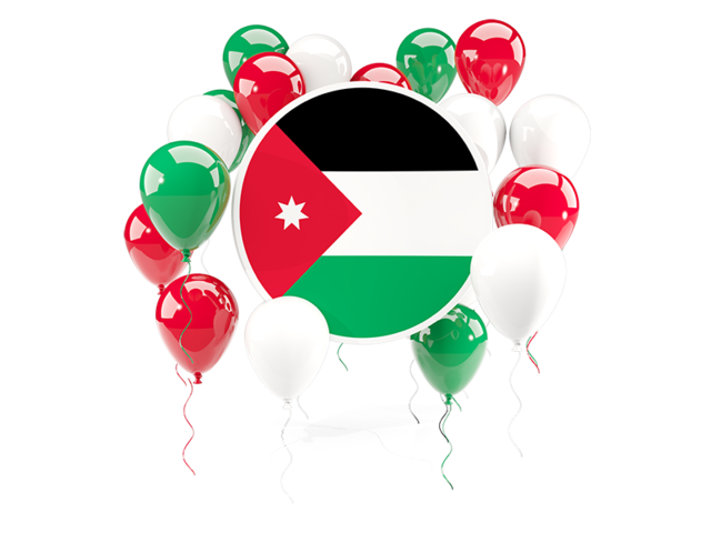Round flag with balloons. Download flag icon of Jordan at PNG format