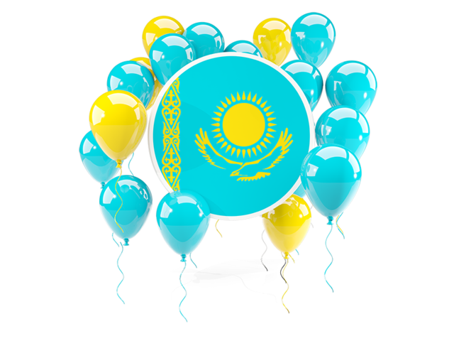 Round flag with balloons. Download flag icon of Kazakhstan at PNG format