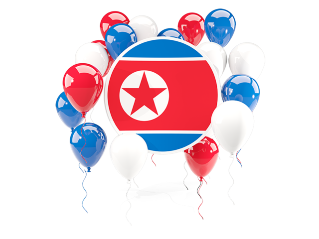 Круглый флаг с шарами. Скачать флаг. Северная Корея