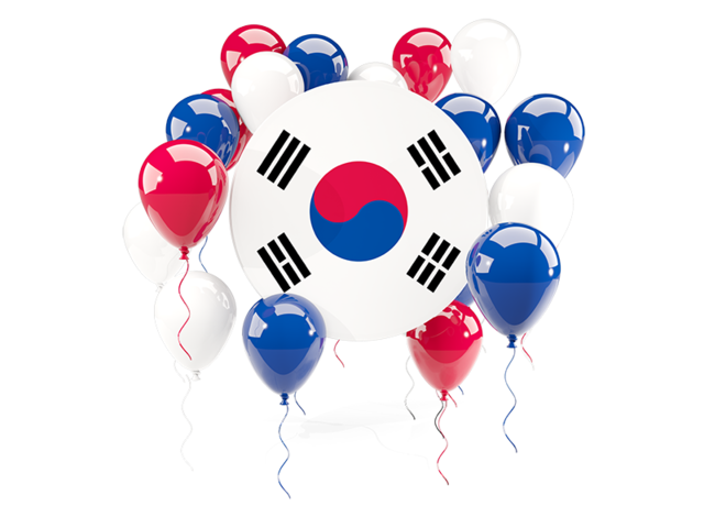 Round flag with balloons. Download flag icon of South Korea at PNG format