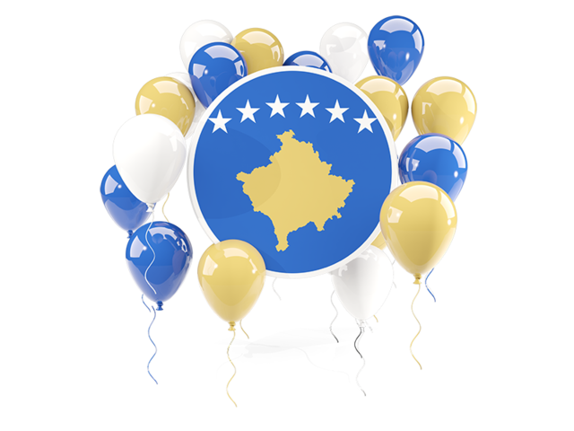 Round flag with balloons. Download flag icon of Kosovo at PNG format