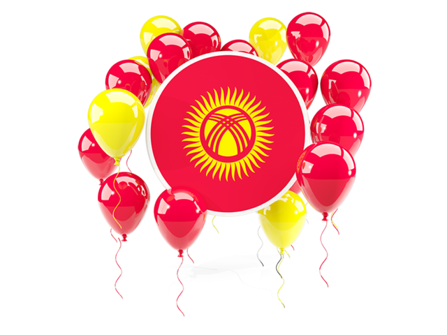 Round flag with balloons. Download flag icon of Kyrgyzstan at PNG format