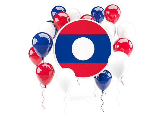 Round flag with balloons. Download flag icon of Laos at PNG format