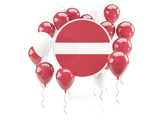 Round flag with balloons. Download flag icon of Latvia at PNG format