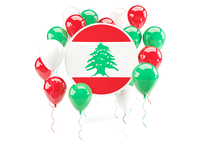 Round flag with balloons. Download flag icon of Lebanon at PNG format