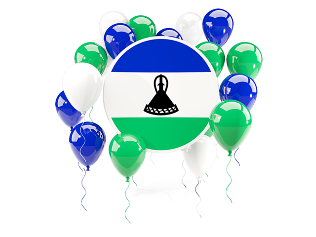 Round flag with balloons. Download flag icon of Lesotho at PNG format