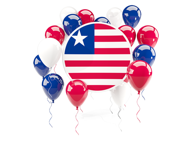 Round flag with balloons. Download flag icon of Liberia at PNG format