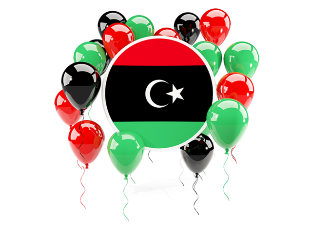 Round flag with balloons. Download flag icon of Libya at PNG format