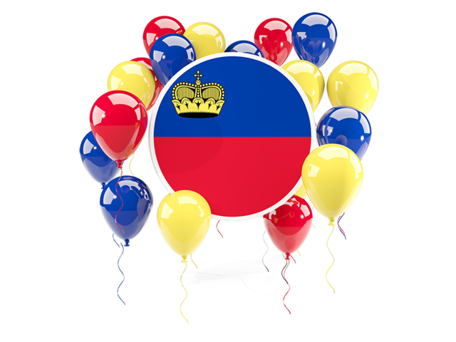 Round flag with balloons. Download flag icon of Liechtenstein at PNG format