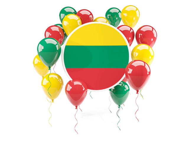 Round flag with balloons. Download flag icon of Lithuania at PNG format