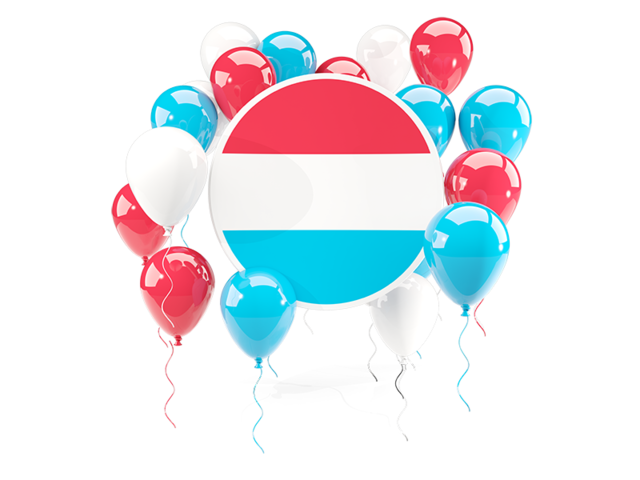 Round flag with balloons. Download flag icon of Luxembourg at PNG format