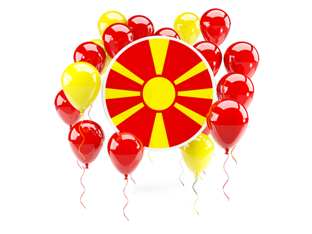 Round flag with balloons. Download flag icon of Macedonia at PNG format