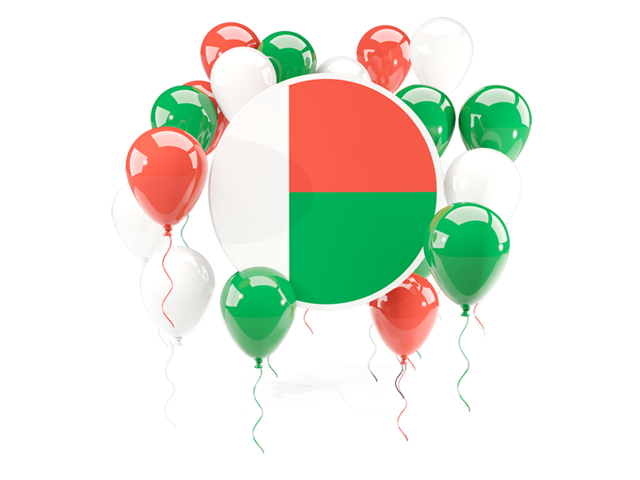 Round flag with balloons. Download flag icon of Madagascar at PNG format