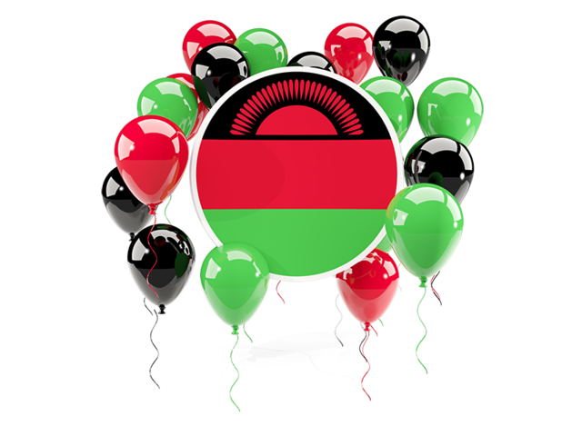 Round flag with balloons. Download flag icon of Malawi at PNG format