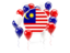 Malaysia. Round flag with balloons. Download icon.