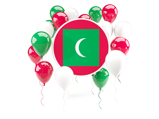 Round flag with balloons. Download flag icon of Maldives at PNG format