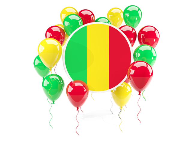 Round flag with balloons. Download flag icon of Mali at PNG format