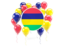 Mauritius. Round flag with balloons. Download icon.