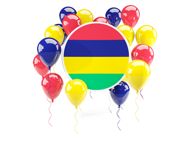 Round flag with balloons. Download flag icon of Mauritius at PNG format