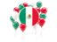 Mexico. Round flag with balloons. Download icon.