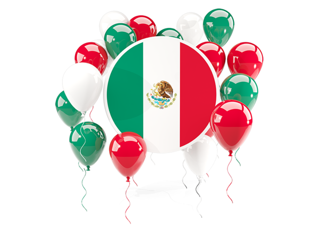 Round flag with balloons. Download flag icon of Mexico at PNG format