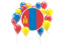 Mongolia. Round flag with balloons. Download icon.