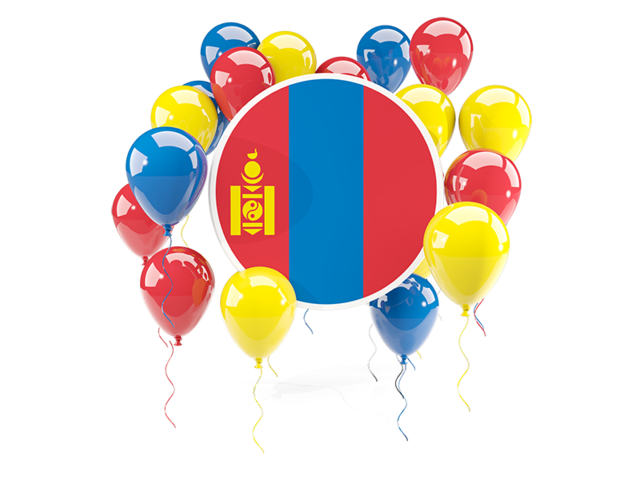 Round flag with balloons. Download flag icon of Mongolia at PNG format