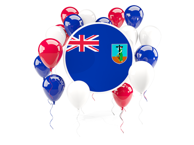 Round flag with balloons. Download flag icon of Montserrat at PNG format