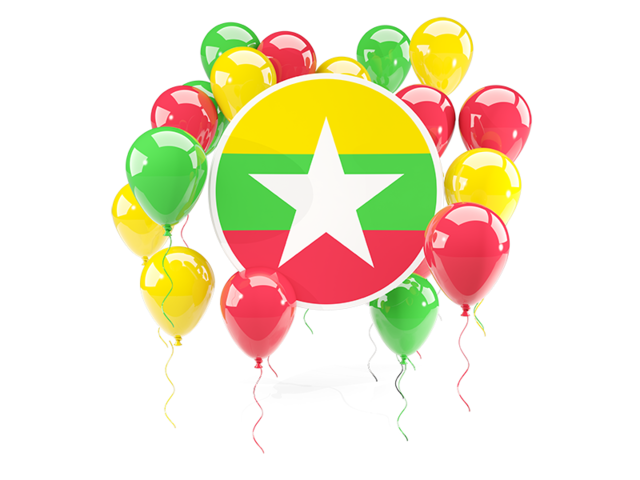 Round flag with balloons. Download flag icon of Myanmar at PNG format