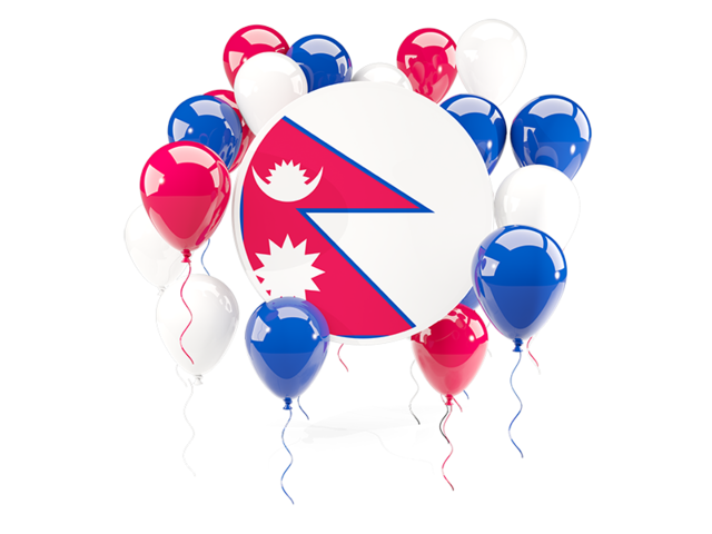 Round flag with balloons. Download flag icon of Nepal at PNG format