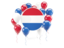 Netherlands. Round flag with balloons. Download icon.