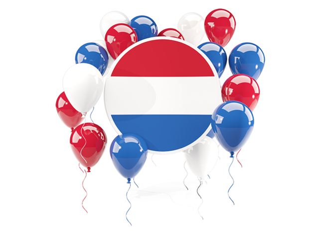 Round flag with balloons. Download flag icon of Netherlands at PNG format
