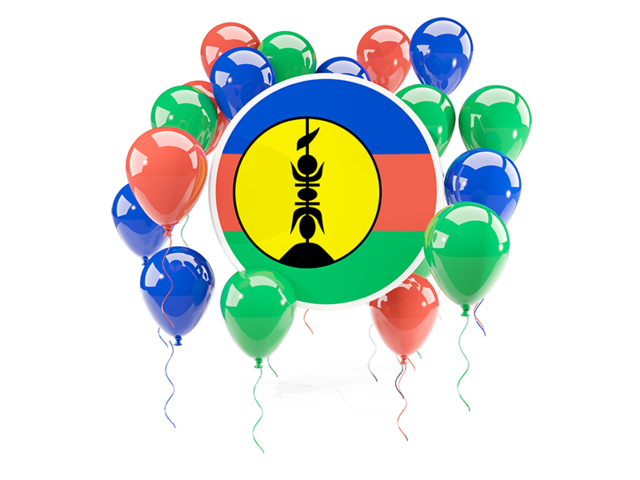 Round flag with balloons. Download flag icon of New Caledonia at PNG format