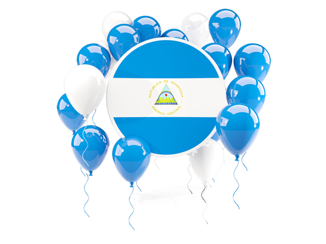 Round flag with balloons. Download flag icon of Nicaragua at PNG format