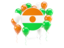 Niger. Round flag with balloons. Download icon.