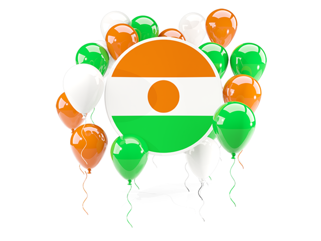 Round flag with balloons. Download flag icon of Niger at PNG format