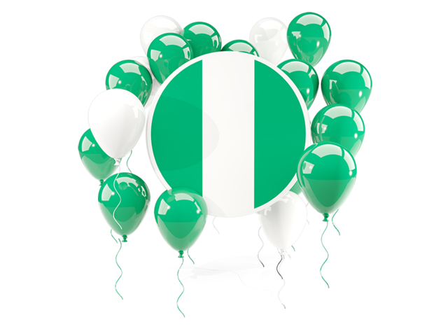 Round flag with balloons. Download flag icon of Nigeria at PNG format
