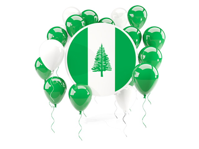 Round flag with balloons. Download flag icon of Norfolk Island at PNG format