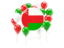 Oman. Round flag with balloons. Download icon.