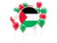 Palestinian territories. Round flag with balloons. Download icon.