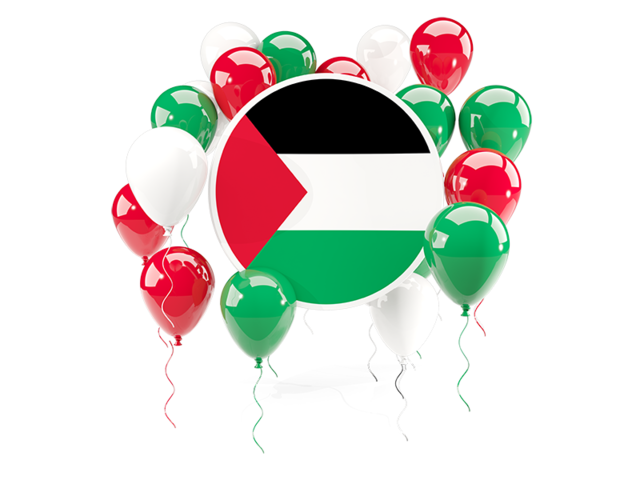 Round flag with balloons. Download flag icon of Palestinian territories at PNG format