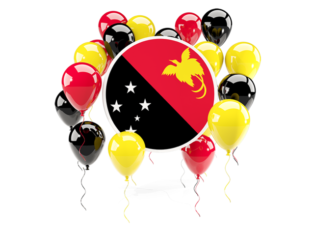 Круглый флаг с шарами. Скачать флаг. Папуа — Новая Гвинея