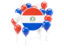 Paraguay. Round flag with balloons. Download icon.