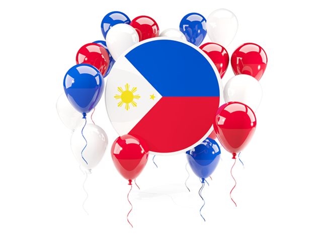 Round flag with balloons. Download flag icon of Philippines at PNG format