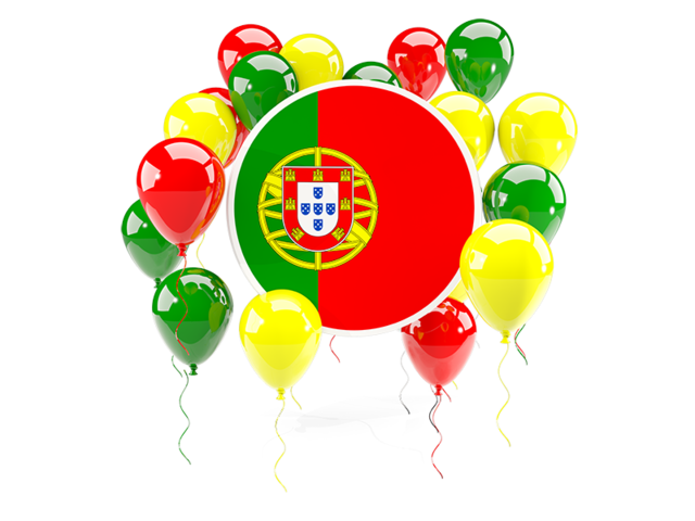 Round flag with balloons. Download flag icon of Portugal at PNG format